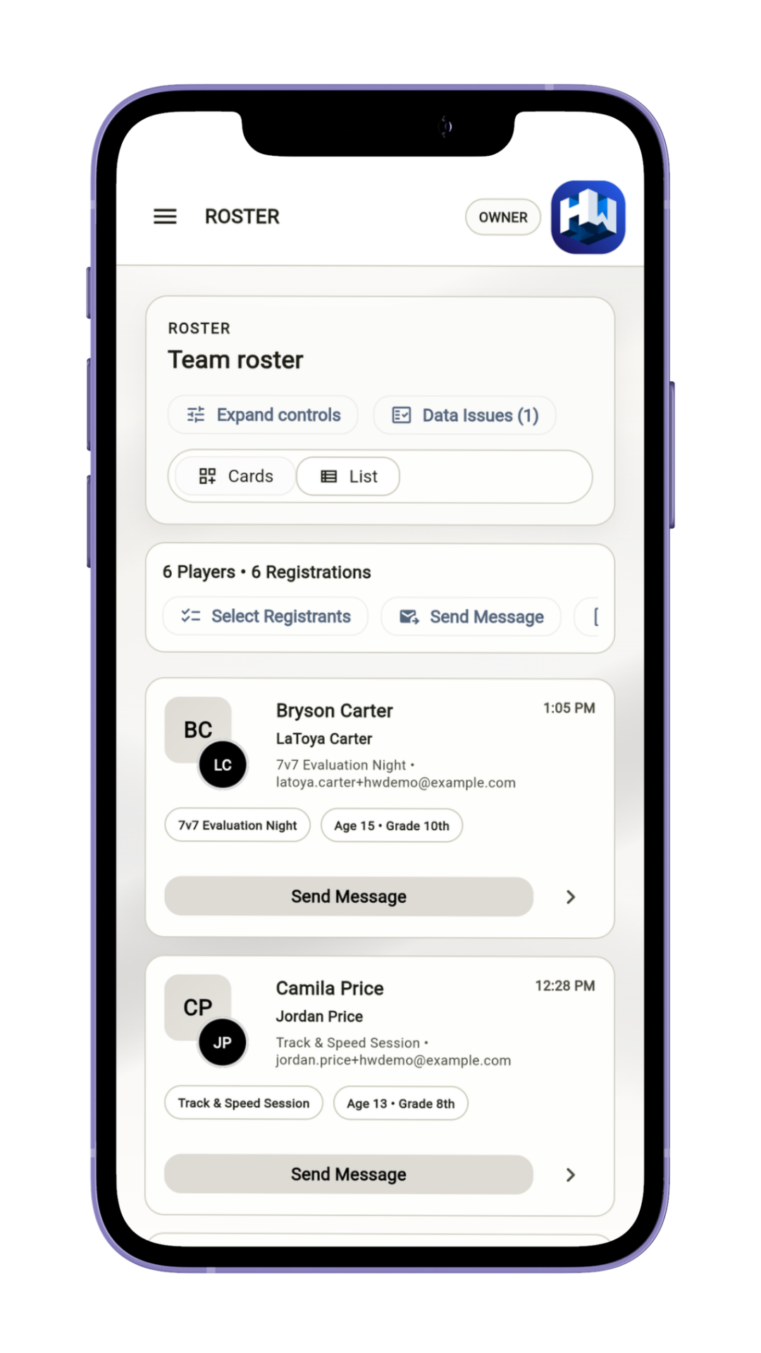 Angled admin staff management screen for team operations.